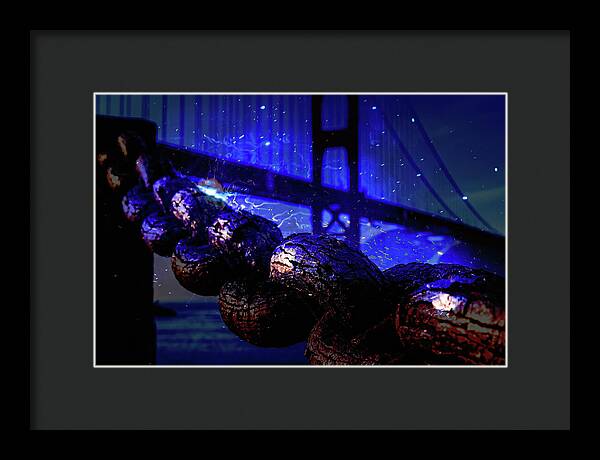 Chain in San Francisco and Golden Gate Bridge Night Art - Framed Print