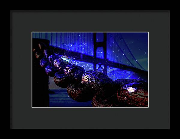 Chain in San Francisco and Golden Gate Bridge Night Art - Framed Print