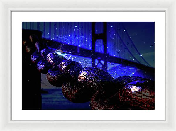 Chain in San Francisco and Golden Gate Bridge Night Art - Framed Print