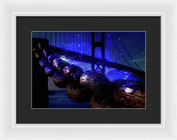 Chain in San Francisco and Golden Gate Bridge Night Art - Framed Print