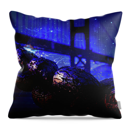 Chain in San Francisco and Golden Gate Bridge Night Art - Throw Pillow