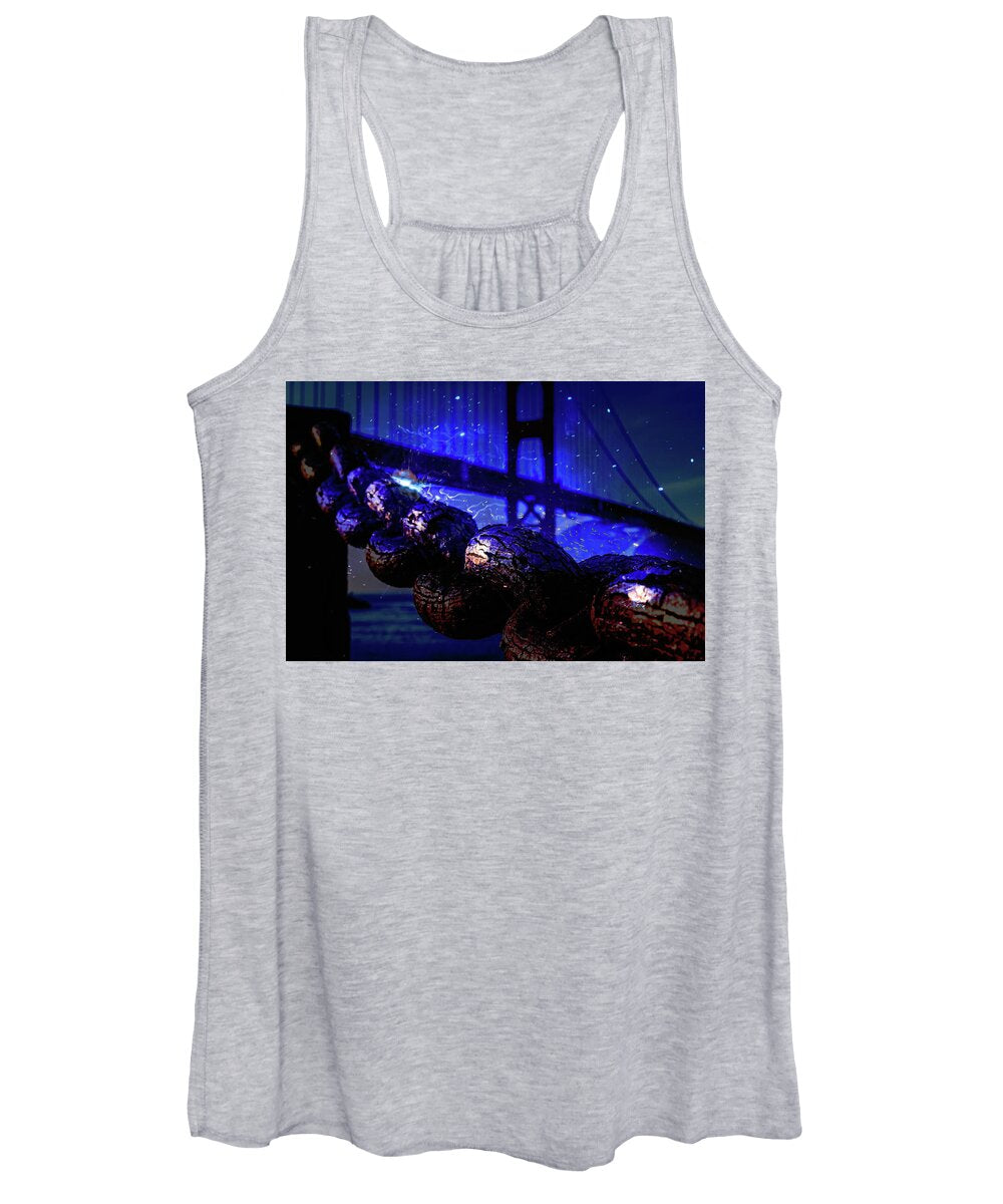 Chain in San Francisco and Golden Gate Bridge Night Art - Women's Tank Top