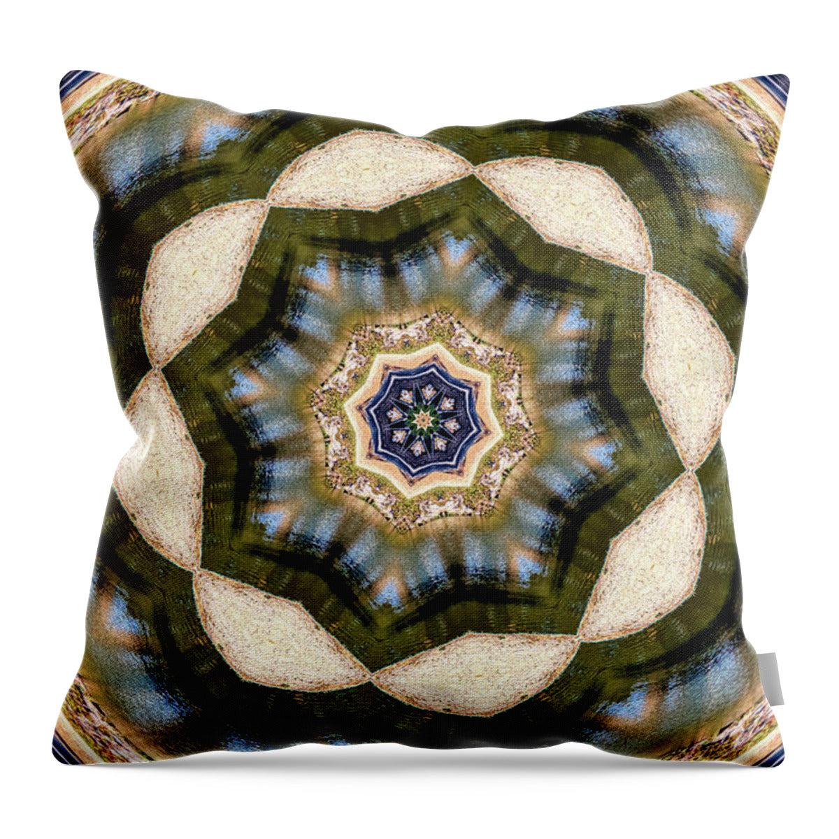 Circles of Light and Flowers Patterns - Throw Pillow