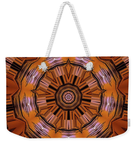 Circling Brown and Orange Abstract Kaleidoscope - Weekender Tote Bag