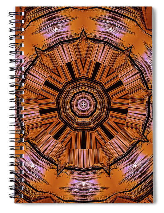 Circling Brown and Orange Abstract Kaleidoscope - Spiral Notebook