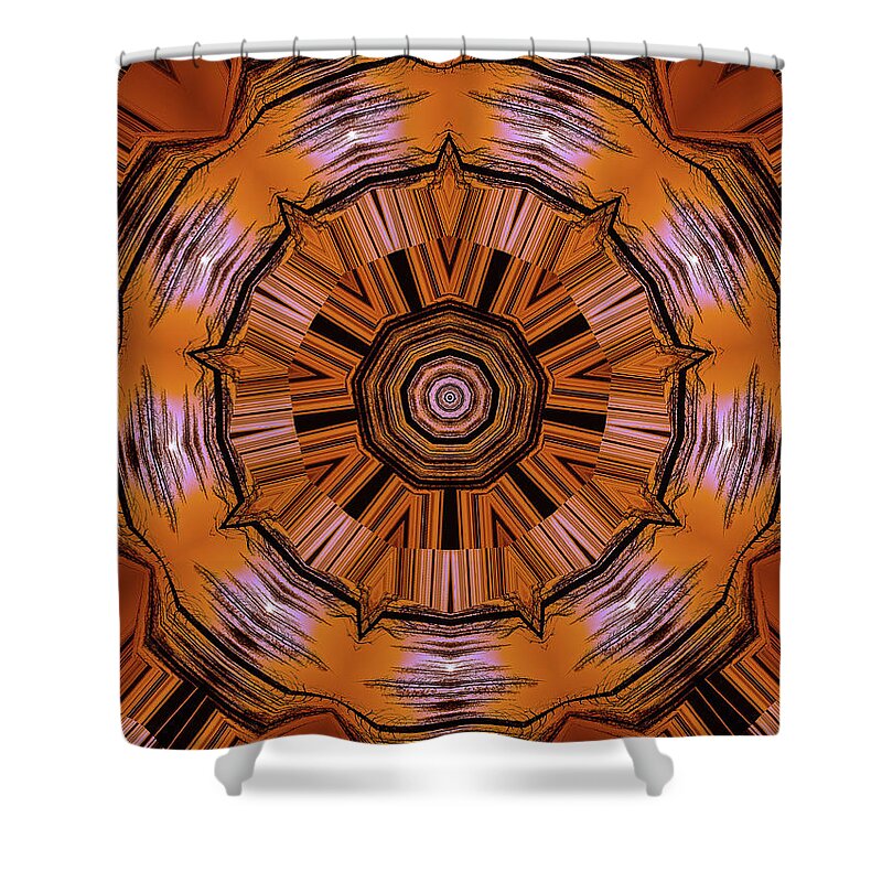 Circling Brown and Orange Abstract Kaleidoscope - Shower Curtain