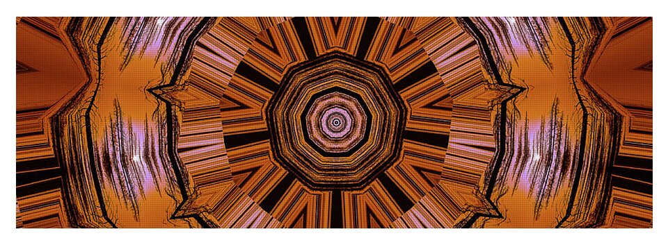 Circling Brown and Orange Abstract Kaleidoscope - Yoga Mat