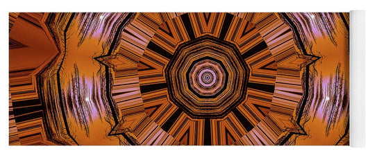 Circling Brown and Orange Abstract Kaleidoscope - Yoga Mat