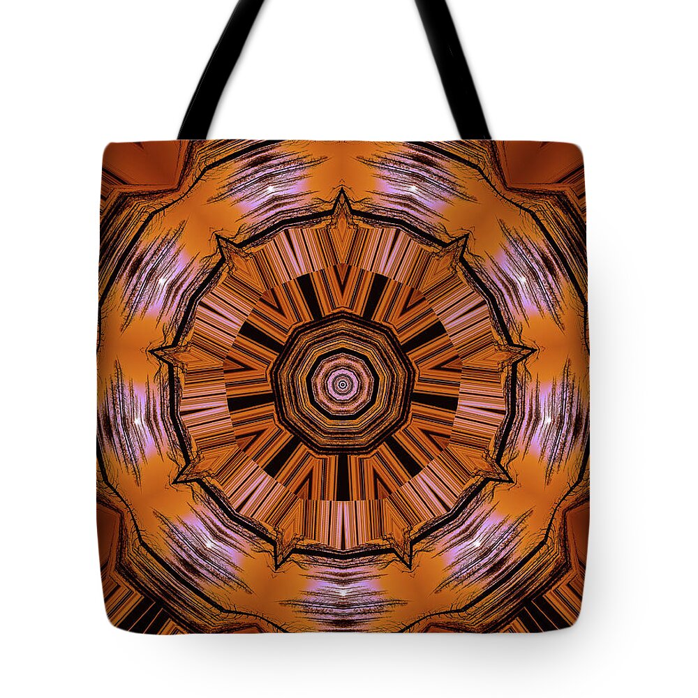 Circling Brown and Orange Abstract Kaleidoscope - Tote Bag