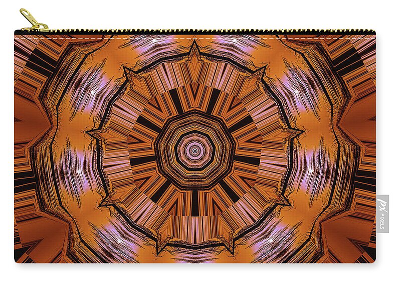 Circling Brown and Orange Abstract Kaleidoscope - Zip Pouch