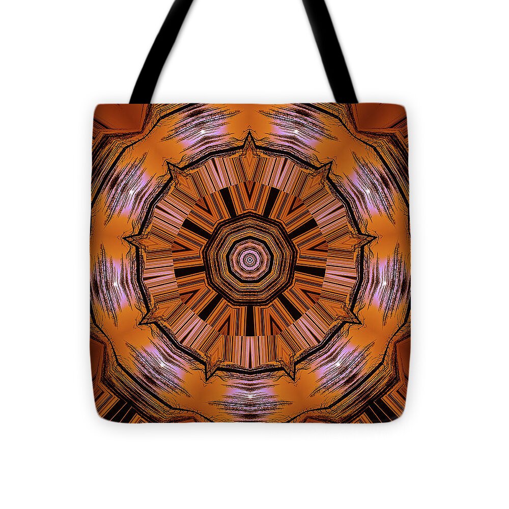 Circling Brown and Orange Abstract Kaleidoscope - Tote Bag