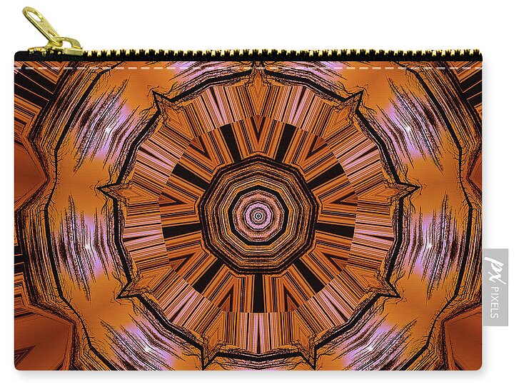 Circling Brown and Orange Abstract Kaleidoscope - Zip Pouch