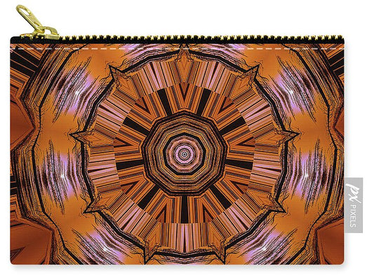 Circling Brown and Orange Abstract Kaleidoscope - Zip Pouch