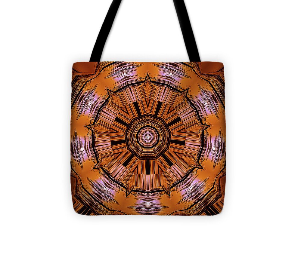 Circling Brown and Orange Abstract Kaleidoscope - Tote Bag