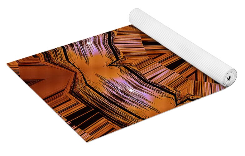 Circling Brown and Orange Abstract Kaleidoscope - Yoga Mat