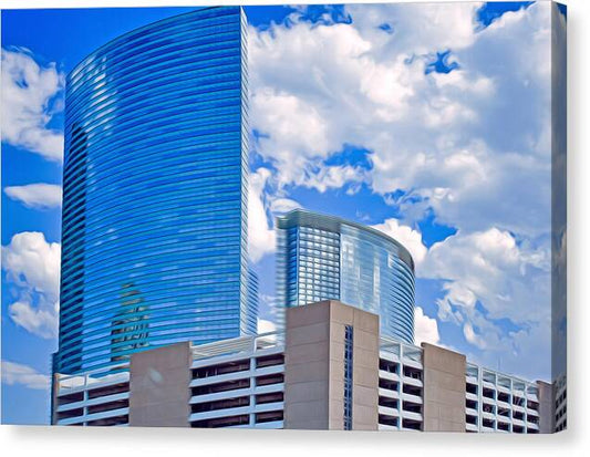City Buildings and Blue Sky Magical Scene - Canvas Print