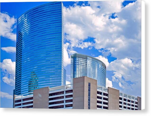 City Buildings and Blue Sky Magical Scene - Canvas Print