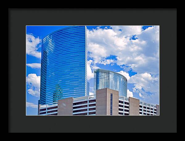 City Buildings and Blue Sky Magical Scene - Framed Print
