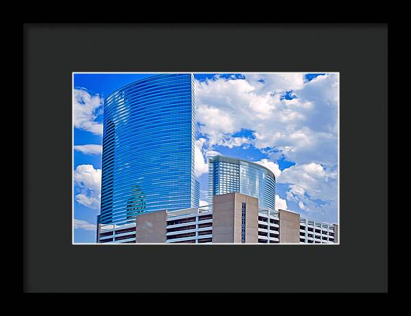 City Buildings and Blue Sky Magical Scene - Framed Print