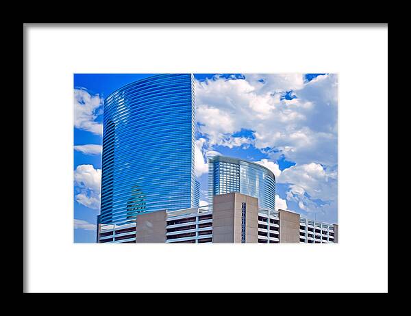 City Buildings and Blue Sky Magical Scene - Framed Print