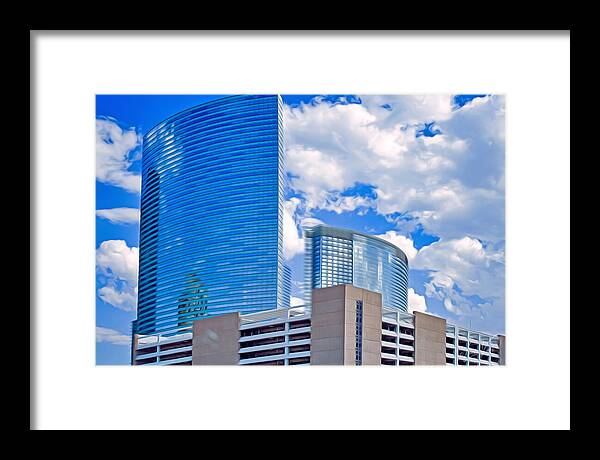 City Buildings and Blue Sky Magical Scene - Framed Print