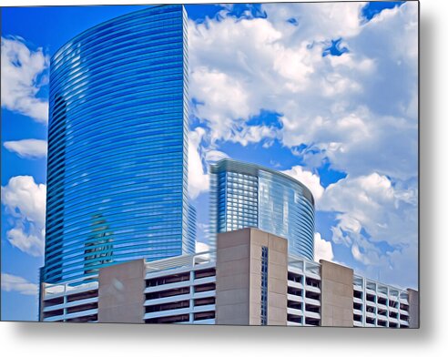 City Buildings and Blue Sky Magical Scene - Metal Print
