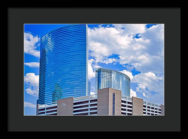 City Buildings and Blue Sky Magical Scene - Framed Print