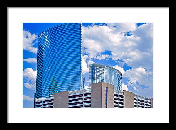 City Buildings and Blue Sky Magical Scene - Framed Print