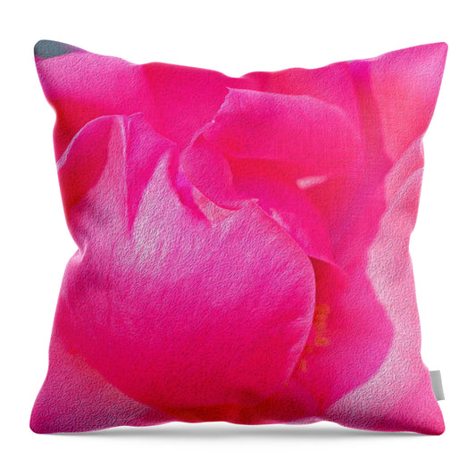 Closeup of a Wonderful Pink Rose - Throw Pillow