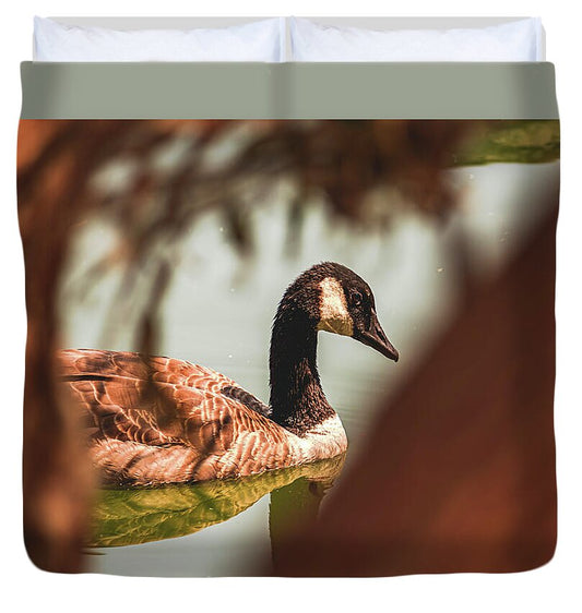 Contemplative Goose on Water - Duvet Cover