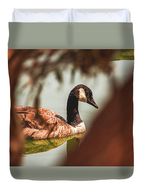 Contemplative Goose on Water - Duvet Cover
