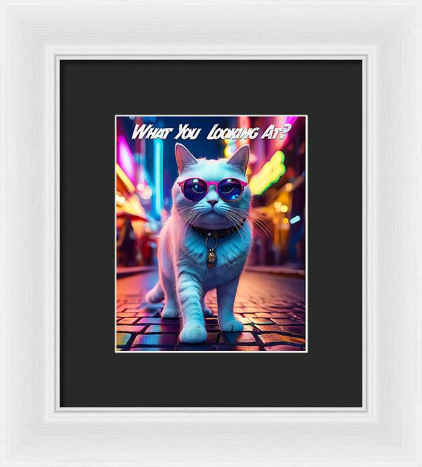 Cool Cat in Sunglasses - Framed Print