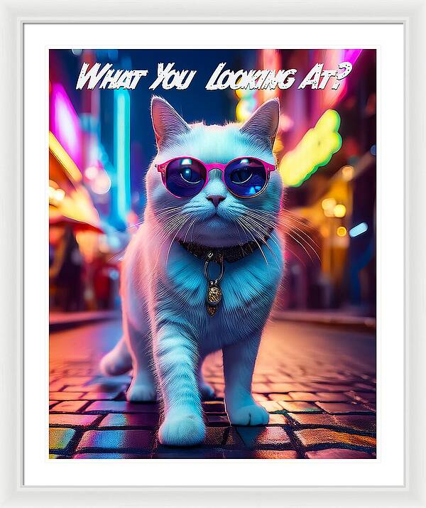 Cool Cat in Sunglasses - Framed Print