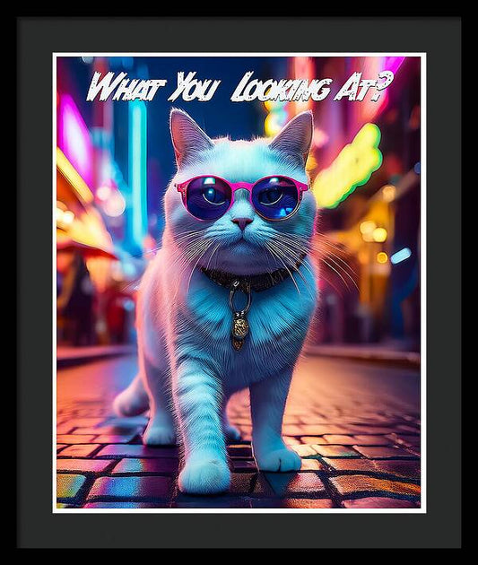Cool Cat in Sunglasses - Framed Print