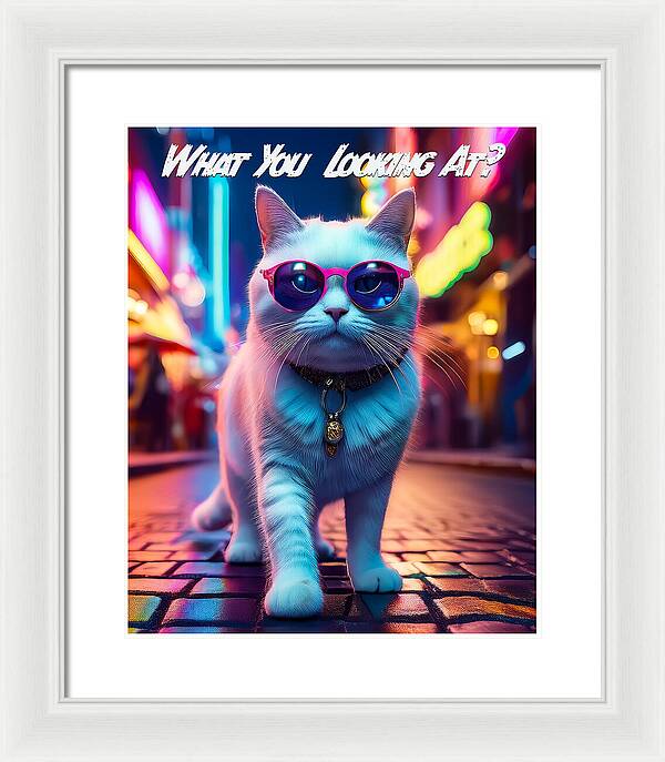 Cool Cat in Sunglasses - Framed Print