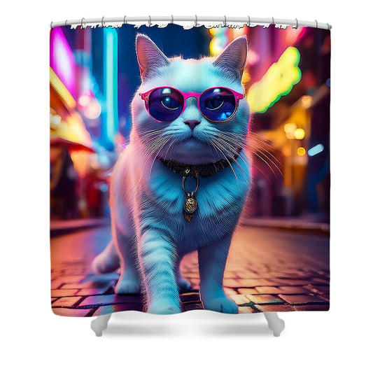 Cool Cat in Sunglasses - Shower Curtain