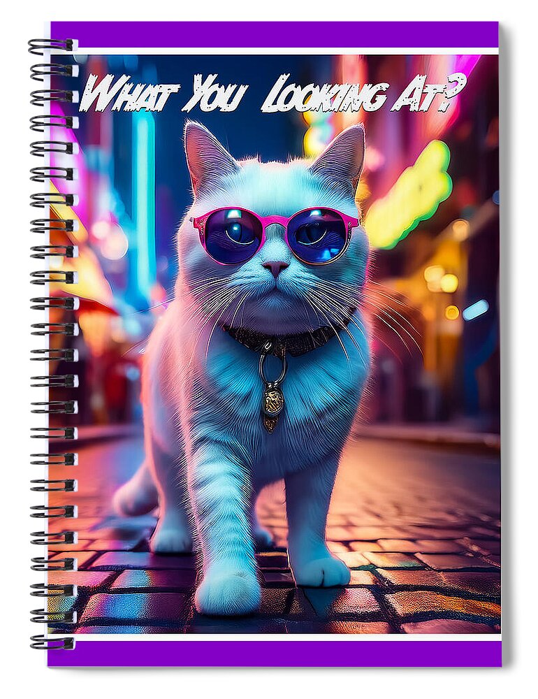 Cool Cat in Sunglasses - Spiral Notebook