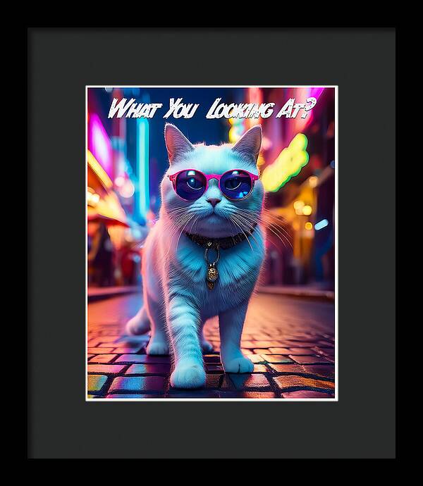 Cool Cat in Sunglasses - Framed Print