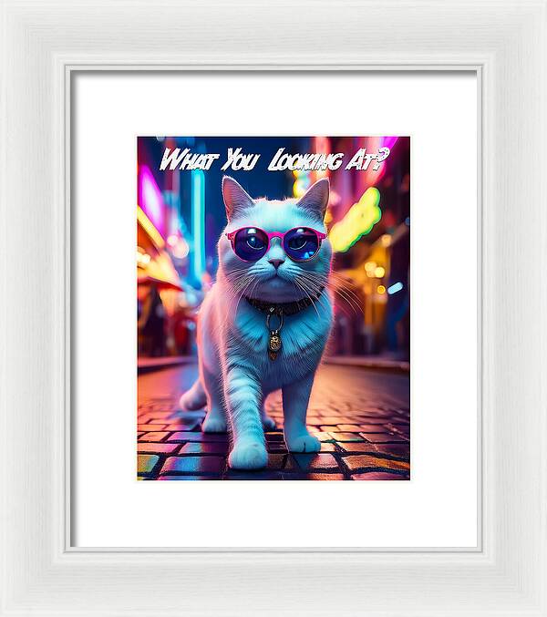 Cool Cat in Sunglasses - Framed Print