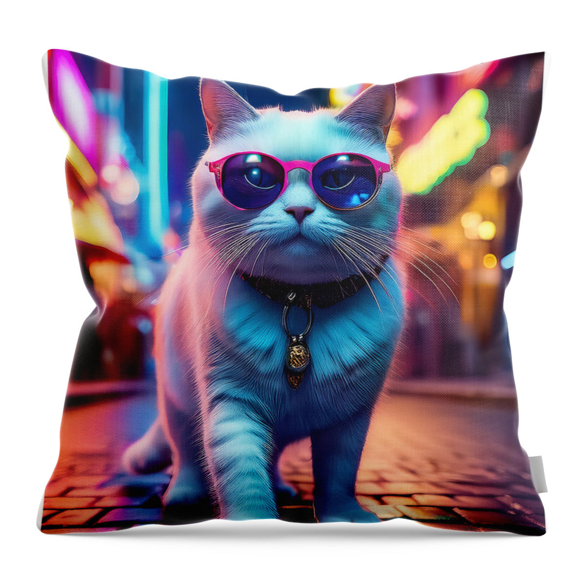Cool Cat in Sunglasses - Throw Pillow
