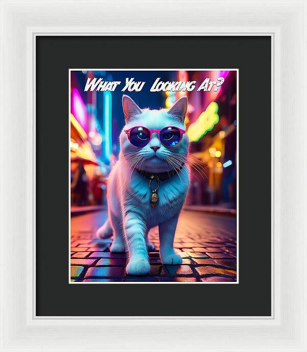 Cool Cat in Sunglasses - Framed Print