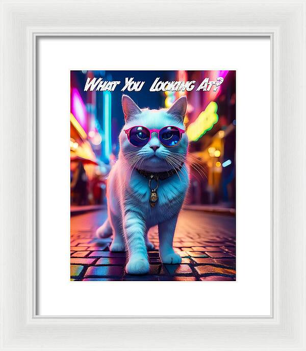 Cool Cat in Sunglasses - Framed Print
