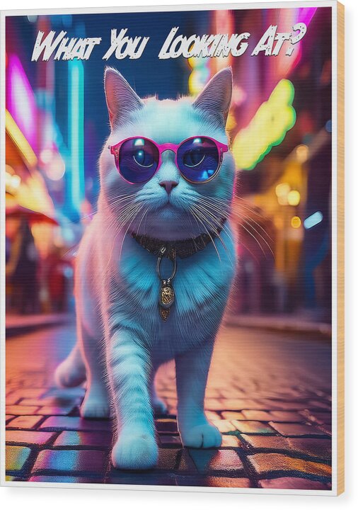 Cool Cat in Sunglasses - Wood Print