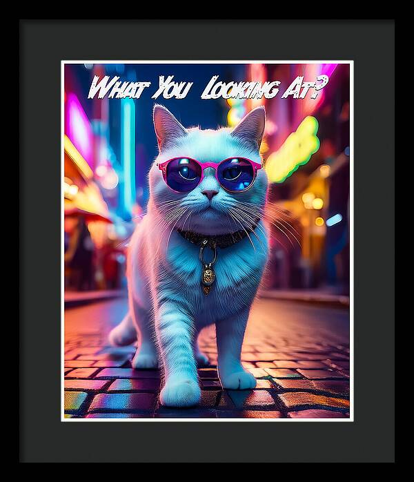 Cool Cat in Sunglasses - Framed Print