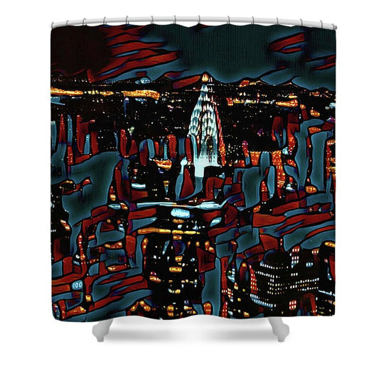 Cool Streaks of NYC Buildings - Shower Curtain