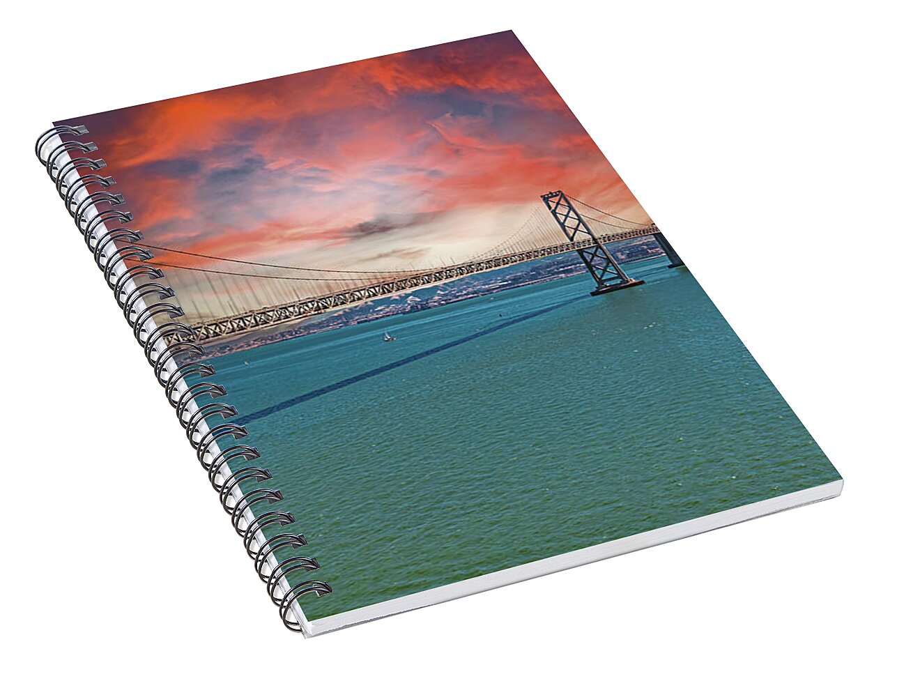 Oakland Bay Bridge Creative Clouds Over The Pacific Ocean in San Francisco - Spiral Notebook