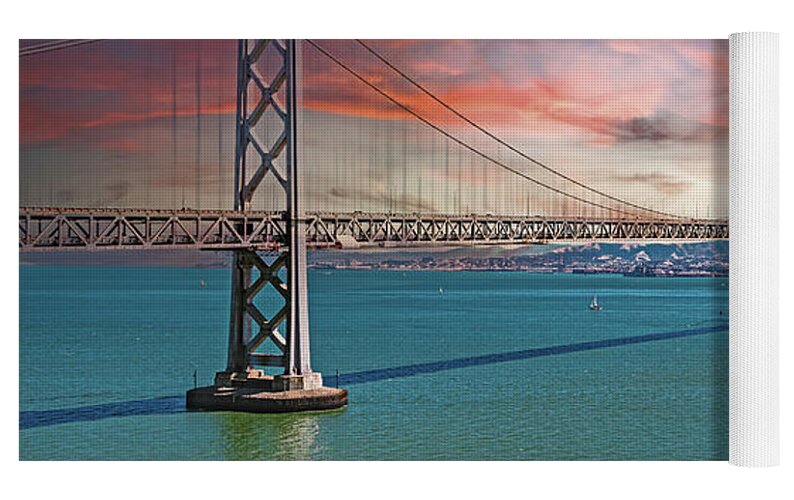 Oakland Bay Bridge Creative Clouds Over The Pacific Ocean in San Francisco - Yoga Mat