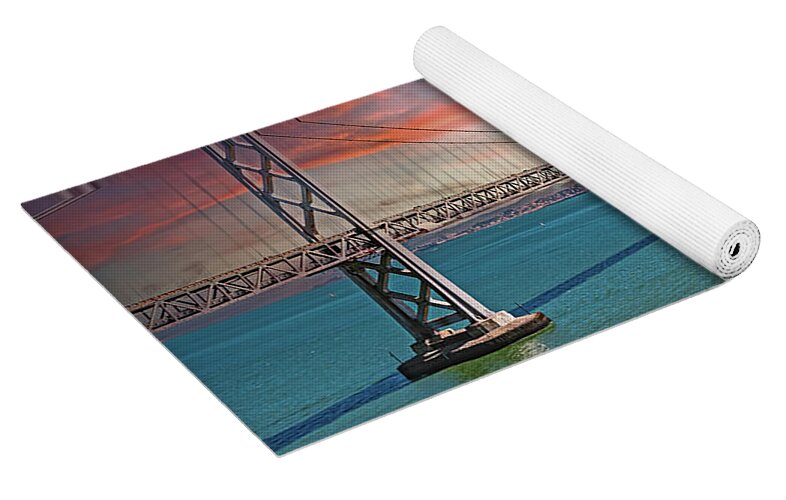 Oakland Bay Bridge Creative Clouds Over The Pacific Ocean in San Francisco - Yoga Mat