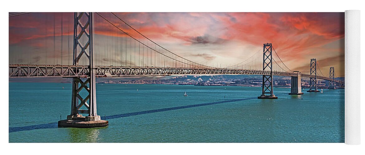 Oakland Bay Bridge Creative Clouds Over The Pacific Ocean in San Francisco - Yoga Mat
