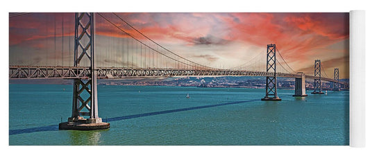Oakland Bay Bridge Creative Clouds Over The Pacific Ocean in San Francisco - Yoga Mat